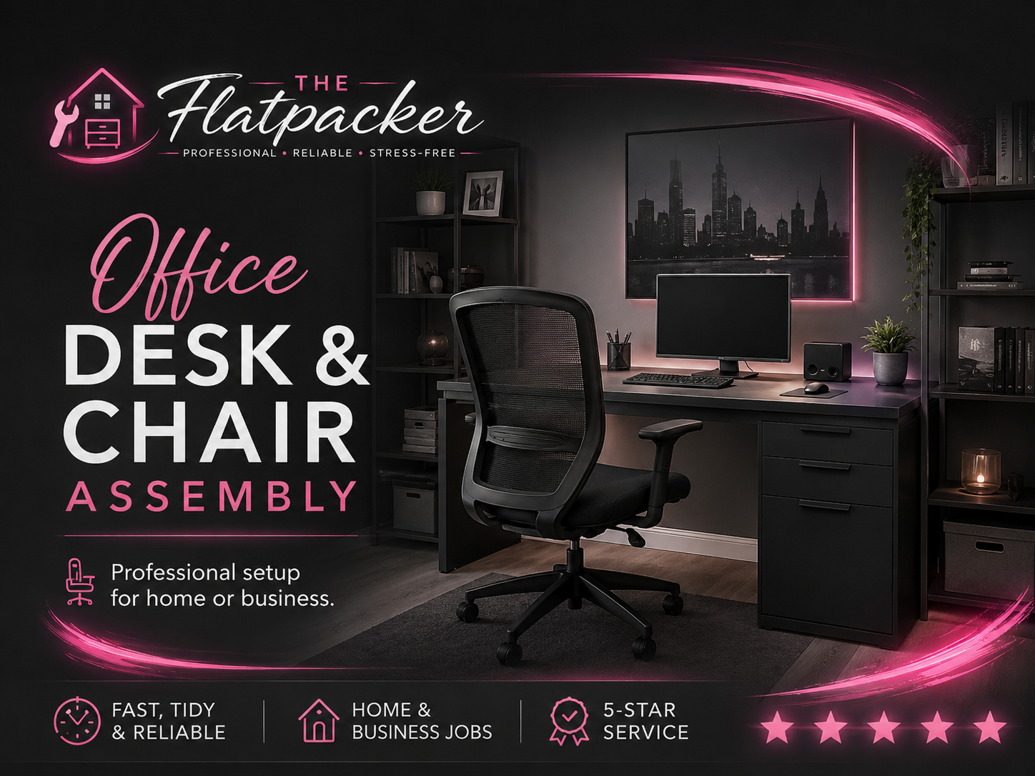 Office desk and chair assembly